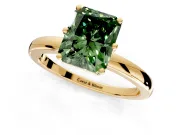 Solitaire Engagement Ring Setting for Fancy Green Radiant Cut Center with Plain Band and Tulip Prong Head in Yellow Gold