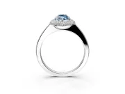 Halo Engagement Ring Setting for Fancy Blue Marquise Center with Plain Tapered Band and Prong Head in Platinum