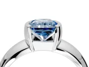 Tension Engagement Ring Setting for Fancy Blue Radiant Cut Center with Wide Flat Band and Tension Head in White Gold