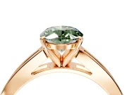 Solitaire Engagement Ring Setting for Fancy Green Oval Center with Princess Cut Channel Band and Prong Head in Rose Gold