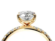 Solitaire Engagement Ring Setting for Oval Center with Micro Pave Band and Prong Head in Yellow Gold