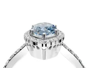 Halo Engagement Ring Setting for Fancy Blue Marquise Center with Inner Milgrain Border and Prong Head in Platinum