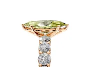 Shared-Prong Engagement Ring Setting for Fancy Yellow Marquise Center with Graduated Accents and Prong Head in Rose Gold