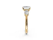 3 Stone Engagement Ring Setting for Asscher Cut Center with Large Pear-Shaped Accents and Prong Head in Yellow Gold