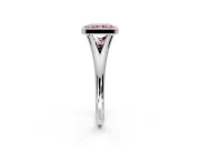 Solitaire Engagement Ring Setting for Fancy Pink Radiant Cut Center with V Split Shank and Bezel Head in Sterling Silver