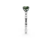 Solitaire Engagement Ring Setting for Fancy Green Cushion Cut Center with Bamboo Band and Prong Head in Sterling Silver