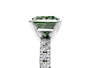 Solitaire Engagement Ring Setting for Fancy Green Princess Cut Center with Large Accents and Prong Head in Sterling Silver