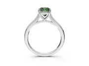 Solitaire Engagement Ring Setting for Fancy Green Cushion Cut Center with Narrow Cathedral Band and Prong Head in White Gold