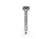 Solitaire Engagement Ring Setting for Fancy Black Asscher Cut Center with Engraved Pave Band and Prong Head in White Gold