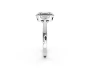 Cluster Engagement Ring Setting for Emerald Cut Center with Milgrain Shoulder Clusters and Prong Head in Sterling Silver