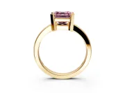 Solitaire Engagement Ring Setting for Fancy Pink Asscher Cut Center with Plain Band and Flat Tab Prong Head in Yellow Gold