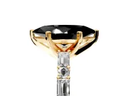 Baguette Engagement Ring Setting for Fancy Black Marquise Center with Alternating Bar-Set Band and Prong Head in Yellow Gold