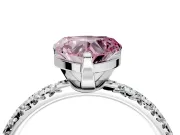 Solitaire Engagement Ring Setting for Fancy Pink Heart-Shaped Center with Large Accents and Prong Head in Platinum
