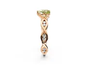 Solitaire Engagement Ring Setting for Fancy Yellow Heart-Shaped Center with Accented Twist Band and Leaf Prong Head in Rose Gold