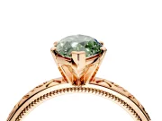 Solitaire Engagement Ring Setting for Fancy Green Marquise Center with Scrollwork Band and Prong Head in Rose Gold