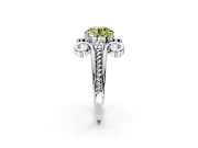 Solitaire Engagement Ring Setting for Fancy Yellow Round Cut Center with Twisted Band and Scroll Prong Head in White Gold