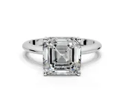Solitaire Engagement Ring Setting for Asscher Cut Center with Knife Ridge Band and Claw Prong Head in Platinum