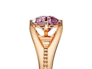 Solitaire Engagement Ring Setting for Fancy Pink Round Cut Center with Milgrain Cathedral Band and Prong Head in Rose Gold