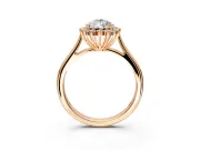 Starburst Halo Engagement Ring Setting for Pear-Shaped Center with Thin Round-Wire Band and Prong Head in Rose Gold