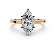 Solitaire Engagement Ring Setting for Marquise Center with Flat-Sided Plain Band and Prong Head in Rose Gold