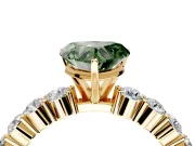 Shared-Prong Engagement Ring Setting for Fancy Green Heart-Shaped Center with Graduated Accents and Prong Head in Yellow Gold