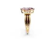 Solitaire Engagement Ring Setting for Fancy Pink Marquise Center with Grooved Bar Accent Band and Prong Head in Yellow Gold