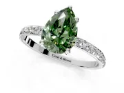 Solitaire Engagement Ring Setting for Fancy Green Pear-Shaped Center with Pave Accents and Prong Head in Sterling Silver