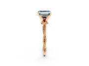 Solitaire Engagement Ring Setting for Fancy Blue Asscher Cut Center with Twist Band and Bead Prong Head in Rose Gold