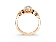 Leaf Engagement Ring Setting for Marquise Center with Milgrain Accent Band and Prong Head in Rose Gold