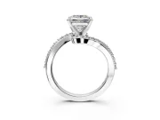 Solitaire Engagement Ring Setting for Princess Cut Center with Pave Bypass Swirl Band and Prong Head in Sterling Silver