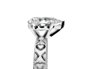 Solitaire Engagement Ring Setting for Pear-Shaped Center with XO Engraved Band and Prong Head in Sterling Silver