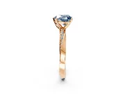 Side Accent Engagement Ring Setting for Fancy Blue Heart-Shaped Center with Accent Shoulders and Prong Head in Rose Gold