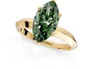 Solitaire Engagement Ring Setting for Fancy Green Marquise Center with Wide Knife Ridge Band and Prong Head in Yellow Gold