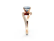 Solitaire Engagement Ring Setting for Fancy Blue Princess Cut Center with Pave Bypass Swirl Band and Prong Head in Rose Gold