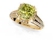 Solitaire Engagement Ring Setting for Fancy Yellow Cushion Cut Center with Accented Split Shank and Prong Head in Yellow Gold