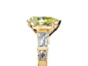 Bar-Set Engagement Ring Setting for Fancy Yellow Pear-Shaped Center with Tapered Baguette Accents and Prong Head in Yellow Gold