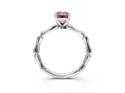 Solitaire Engagement Ring Setting for Fancy Pink Emerald Cut Center with Bamboo Band and Prong Head in Sterling Silver