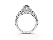 Solitaire Engagement Ring Setting for Fancy Green Marquise Center with Filigree Band and Prong Head in Sterling Silver