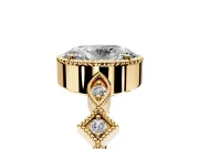Milgrain Bezel Engagement Ring Setting for Oval Center with Marquise Stations and Bezel Head in Yellow Gold