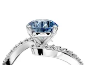 Solitaire Engagement Ring Setting for Fancy Blue Round Cut Center with Pave Bypass Swirl Band and Prong Head in Sterling Silver