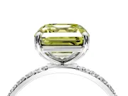 Solitaire Engagement Ring Setting for Fancy Yellow Asscher Cut Center with Pave Accents and Prong Head in Platinum
