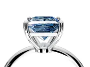 Minimalist Solitaire Engagement Ring Setting for Fancy Blue Princess Cut Center with Thin Band and Prong Head in Sterling Silver