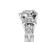 Solitaire Engagement Ring Setting for Heart-Shaped Center with Filigree Band and Prong Head in Platinum