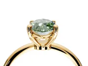 Minimalist Solitaire Engagement Ring Setting for Fancy Green Marquise Center with Thin Band and Prong Head in Yellow Gold