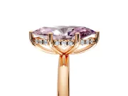 Hidden Halo Engagement Ring Setting for Fancy Pink Marquise Center with Thin Round-Wire Band and Prong Head in Rose Gold