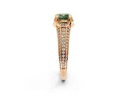 Solitaire Engagement Ring Setting for Fancy Green Cushion Cut Center with Accented Split Shank and Prong Head in Rose Gold