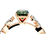 Floral Engagement Ring Setting for Fancy Green Emerald Cut Center with Trailing Marquise Accents and Prong Head in Rose Gold