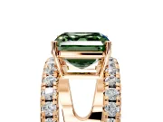 Solitaire Engagement Ring Setting for Fancy Green Asscher Cut Center with Wide-Open Split Shank and Prong Head in Rose Gold