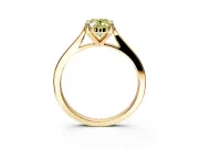 Solitaire Engagement Ring Setting for Fancy Yellow Oval Center with Tapered Shoulders and Prong Head in Yellow Gold