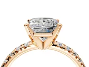 Solitaire Engagement Ring Setting for Princess Cut Center with Large Accents and Prong Head in Rose Gold